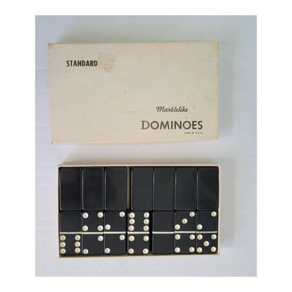 Vintage 1960's Marblelike Domino Set - Picture 4 of 4